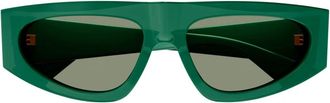 Bottega Veneta Ovale Zonnebril - Dames - Zonnebrillen - Groen - ONE Size - Accessoires