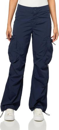 Steve Madden Kaira Cargo Pants Womens Navy Blue Flat Front Wide Leg PALL82