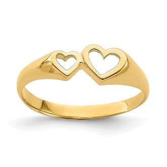 Diamond2Deal 14k Yellow Gold Double Heart Cut-Out Ring