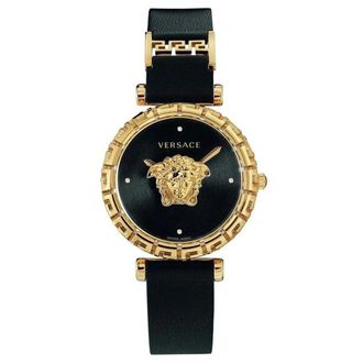 Versace Pal.em.g. 37Mm Horloge - Dames - Horloges - Geel - ONE Size - Leer - Accessoires