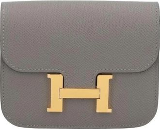 Herm&egrave;s Pre-owned Constance Slim Portemonnee - Dames - Vintage Accessoires - Grijs - ONE Size - Leer - Vintage