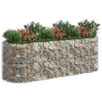 Berkfield Home Durable Gabion Raised Bed Galvanised Iron 300x100x100 cm in Silver | Size: 300 x 100 x 100 cm