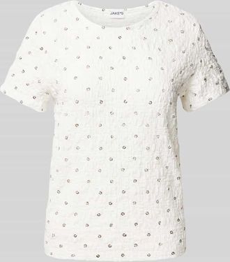 Jake*s Casual Slim Fit T-Shirt mit floralem Print in Weiss, Gr&ouml;&szlig;e XXL