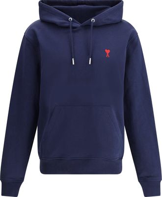 Ami Mens Cotton Hoodie Midnight Blue Sweatshirts Sweater