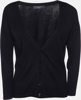 Max Mara Black Knit Button Front Cardigan