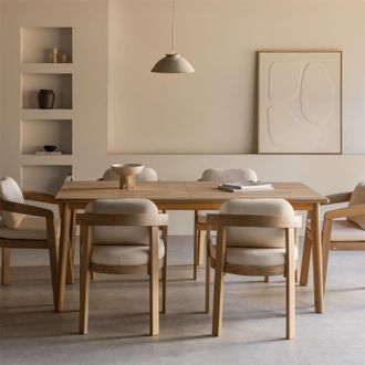 Sklum Sklum - Set De Mesa Rectangular 180x90 Cm En Madera De Acacia Kaela Y 6 Sillas De Comedor En Madera De Acacia Uleno