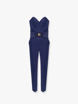 Elisabetta Franchi Strapless jumpsuit with waist belt - ELISABETTA FRANCHI - gender_Woman