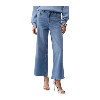 Liu Jo Wide Jeans, female, Blue, Size: W26 Zip and Button Jeans with Pockets