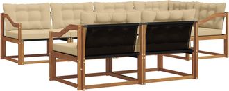vidaXL Conjunto De Sof&aacute;s De Exterior 7 Uds. Natural Y Beige Vidaxl