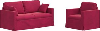 vidaXL Juego De Sof&aacute; 2 Uds. Rojo Vino Terciopelo Vidaxl