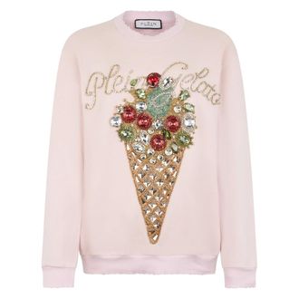 Philipp Plein Washed Sweatshirt Gelato - Dames - Sweatshirts - Roze - M - Katoen - Hoodies & sweatvesten
