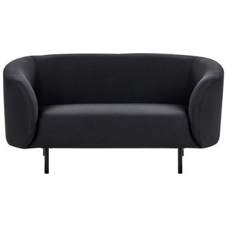 Beliani Beliani - Sof&aacute; 2 Plazas De Poli&eacute;ster Negro Suave Patas Negras Retro Glamour Loen