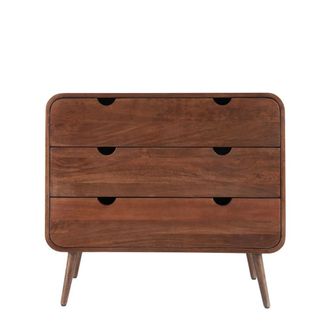 Decoclico C&oacute;moda de madera de mango acabado nogal 3 cajones