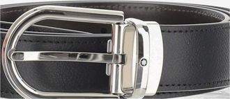 Montblanc Mens Leather Belt, Reversible Black