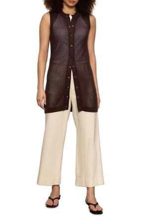 Sanctuary Womens Long Openwork Vest In Brown