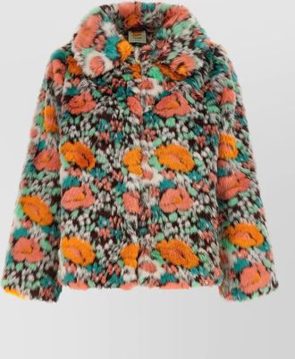 Farm Rio faux fur floral-print coat