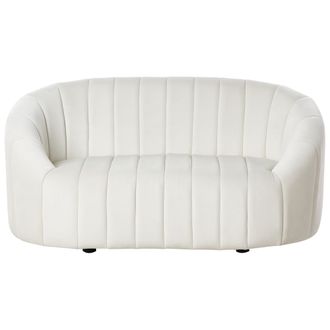 Beliani Beliani - Sof&aacute; 2 Plazas Terciopelo Asiento Acolchado Respaldo Bajo Retro Contempor&aacute;neo Blanco Crema Malung