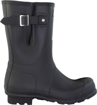 Hunter Original Side ADJ Short Mens Black Wellington Boots Rubber - Size UK 7