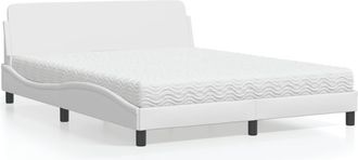 vidaXL Vidaxl - Cama Con Colch&oacute;n Cuero Sint&eacute;tico Blanco 160x200 Cm