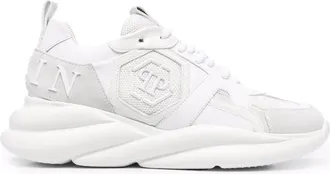 Philipp Plein White Runner Hurricane Sculpted EVA Sole Leather Trainers