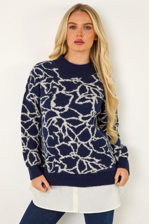 Roman Floral Contrast Knit Jumper