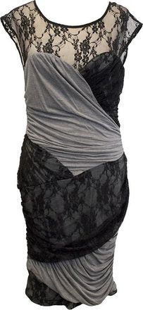 Tracy Reese Grey Jersey Dress with Black Lace Size L