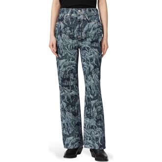AllSaints Blake Print Wide Leg Jeans in Printed Indigo at Nordstrom, Size 25