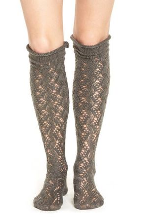LEMON Frosted Swirl Over The Knee Socks in Peppercorn at Nordstrom