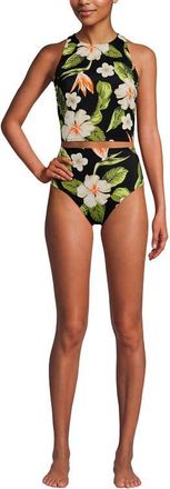 Lands End Tugless Portrait Back Set in Hibiscus Floral/black at Nordstrom, Size X-Small