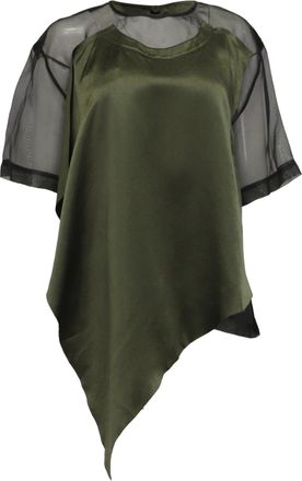Jason Wu Jason Wu Organza And Crinkled Satin T-Shirt in Green Silk