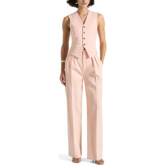 Mani&egrave;re De Voir Julie Tailored Twin Pleat Trousers in Peach at Nordstrom, Size 6