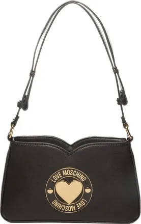 Love Moschino Tassen, Dames, Zwart, ONE Size, Leer, Gestructureerde Schoudertas