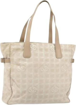 Chanel Pre-owned Tote Bags, female, Beige, Size: ONE SIZE Pre-owned Vintage Nylon Tote