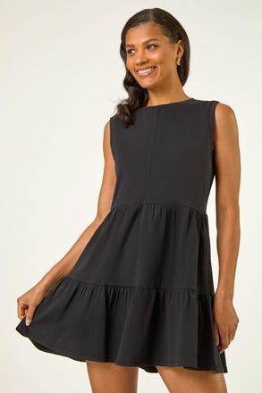Roman Cotton Tiered Stretch Dress