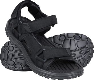 Mountain Warehouse Crete Mens Sandals - Durable Shoes, Sturdy Grip, Cushioned Footbed, Neoprene Lined, Hook & Loop Straps Beach Shoes - For Travel, Walking Black Adult S