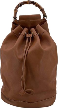 Gucci Beige Leather Bamboo Backpack (Authentic Pre-Loved)