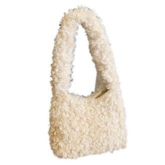 Generic Womens Plush Bags Womens Shoulder Bag Vintage Soft Plush Ladies Underarm Bags Female Fluffy Tote Handbags(Apricot)