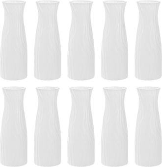 OEM Juego De 10 Jarrones C&oacute;nicos Blancos De Pl&aacute;stico Compuesto, Irrompibles, Ideales Para Decorar La Sala De Estar O La Mesa