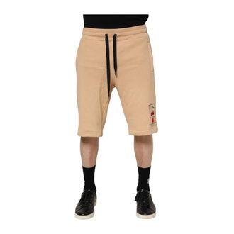 Dolce & Gabbana Long Shorts, male, Beige, Size: M Logo Details Bermuda Sweatshorts