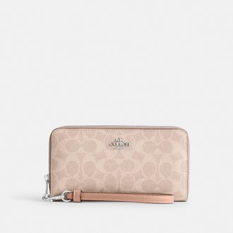 Coach Long Zip Around Wallet In Signature Canvas