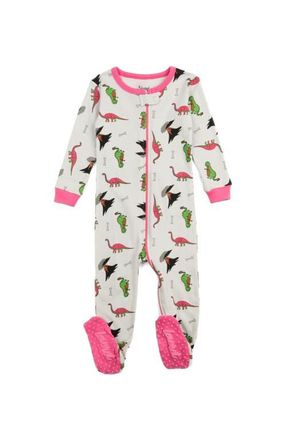 Leveret Kids Footed Printed Cotton Matching Family Pajamas, Animal Kingdom Prints in Dinosaur at Nordstrom, Size 2T