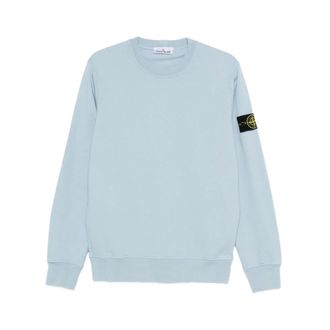 Stone Island Sweatshirts, male, Blue, Size: S Logo-patch Long-sleeve Sweatshirt
