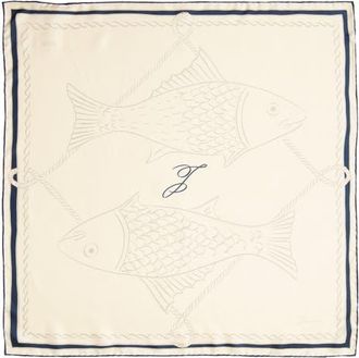 Jacquemus Le Foulard Fish Print Silk Scarf in Print Fish Ivory 1Ol at Nordstrom