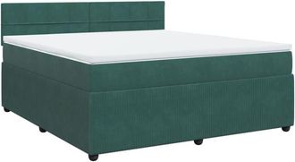 vidaXL Cama Box Spring Con Colch&oacute;n Terciopelo Verde Oscuro 180x200 Cm Vidaxl