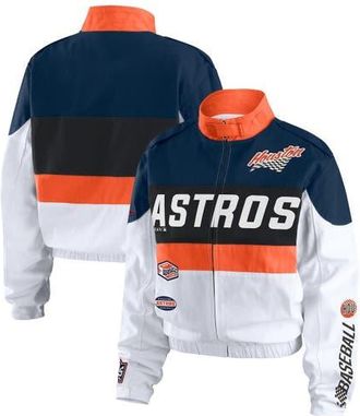 WEAR by Erin Andrews Womens WEAR by Erin Andrews Orange/White Houston Astros Racing Full-Zip Jacket at Nordstrom, Size Large