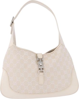 Gucci Jackie Canvas White Canvas Handbag (Pre-Owned)