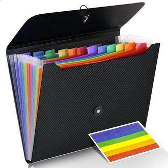 OEM Carpetas Para Proyectos, Carpeta Plegable A4 Con Separadores, 13 Bolsillos, Carpetas De Archivo, Trabajo Y Aula, 33252 Cm, Negro