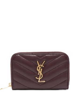 Saint Laurent quilted logo-plaque wallet - women - Calf Leather - One Size - Red