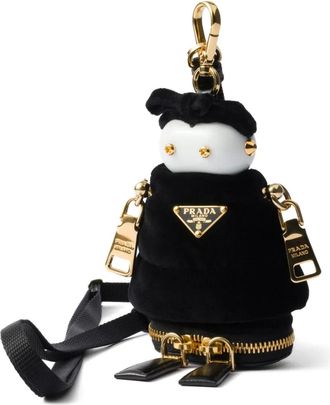 Prada Ciondolo per borsa con placca logo - Nero