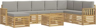 vidaXL Conjunto De Sof&aacute;s De Exterior 7 Uds. Blanco Y Gris Claro Vidaxl